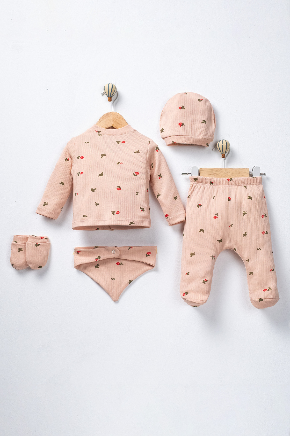 ENİA BABY Yenidoğan Bebek Desenli 5 Parça Hastane Çıkış Seti Kız Bebek Erkek Bebek Yenidoğan fotoğrafı 4 (önizleme)