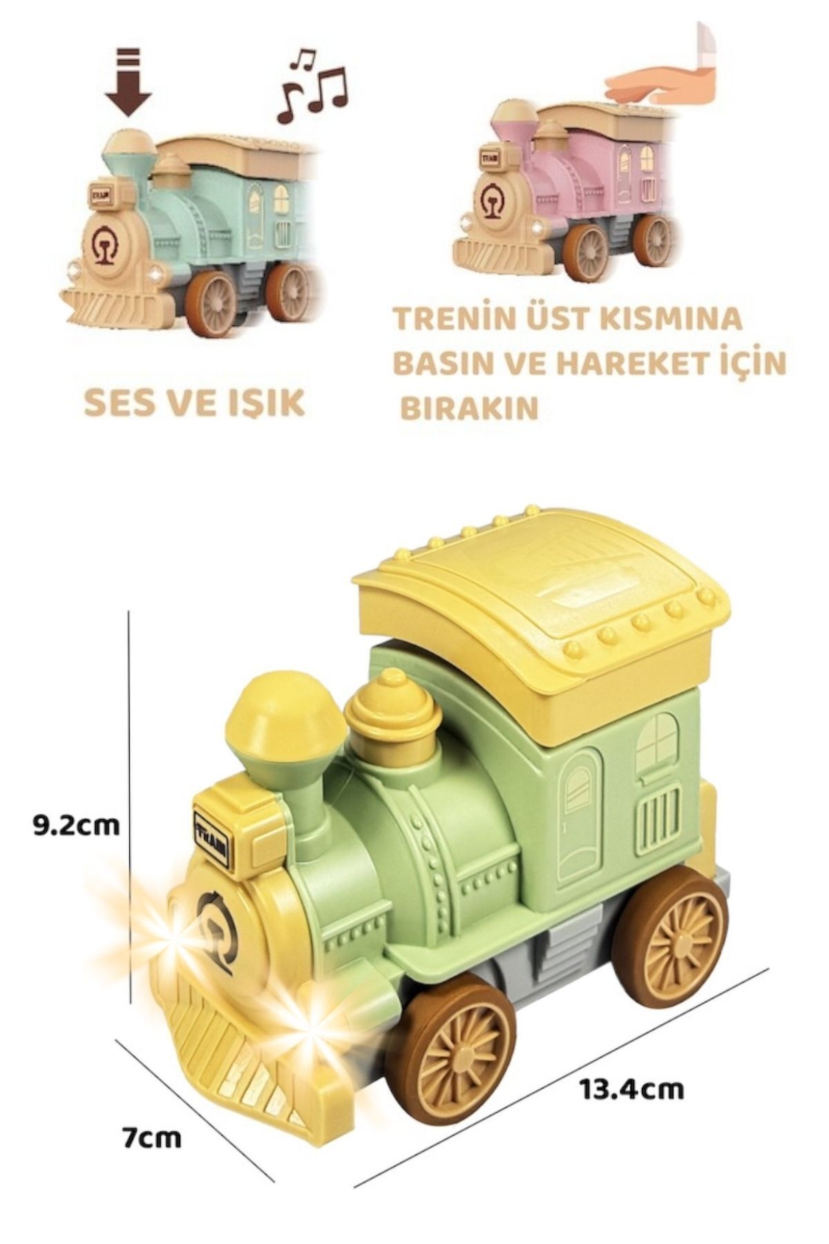 YILDIRIM OYUNCAK Pilli Sesli Işıklı ve Müzikli Bas Git Bebek Treni 13 cm fotoğrafı 2 (önizleme)