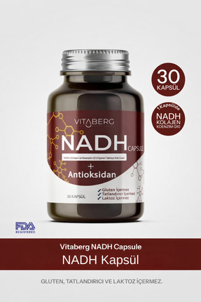 Vitaberg NADH Antioksidan+ | PQQ, Koenzim Q10, Resveratrol, Kolajen Tip II