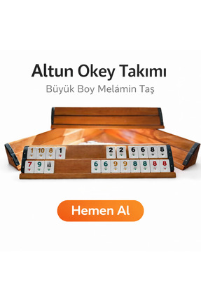 Altun Ahşap Büyük Boy Cilalı Okey Takımı Kemik Melamin Taş Ahşap Okey Takımı