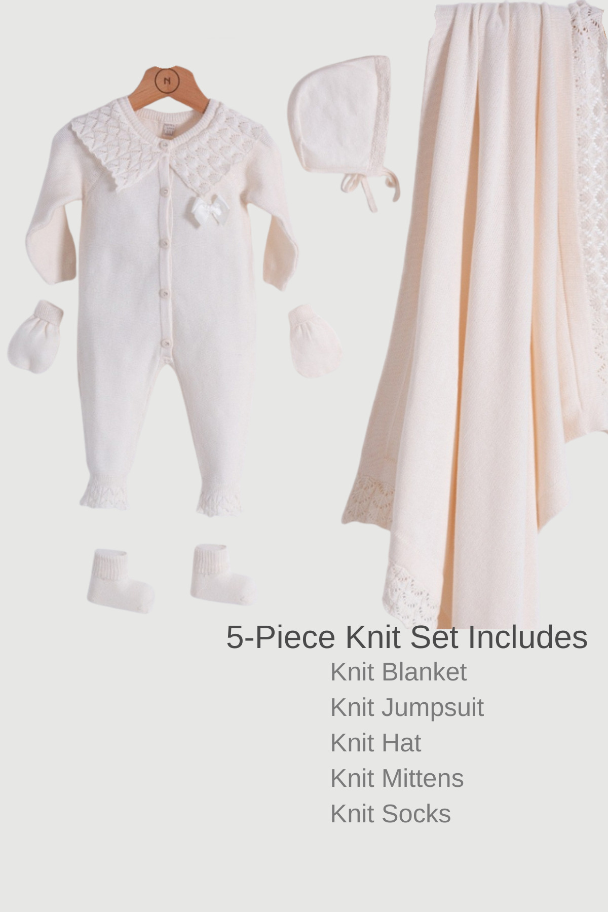 Naka Concept Nipperland Ajurlu Krem Organik Pamuktan Yenidoğan Kız Bebek Hastane Çıkışı Seti fotoğrafı 5 (önizleme)