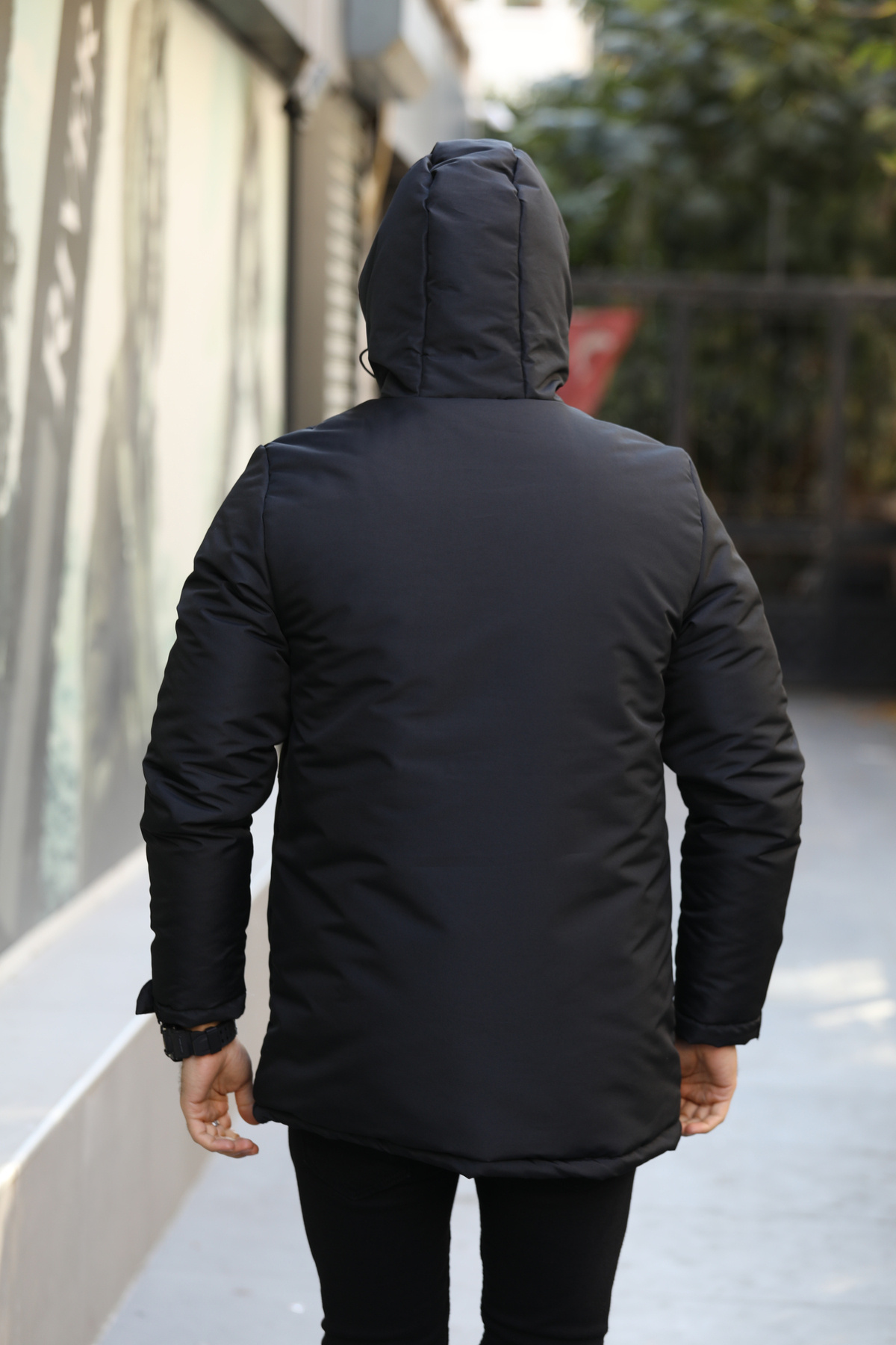 D1fference  Erkek Kışlık Parka Sıcak Tutan Dolgu Kalın İç Astarlı Su İtici Rüzgar Geçirmez Kapüşonlu Parka Mont - Görsel 4