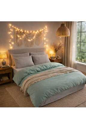vanillasoft Vanilla Çift Kişilik Mint - Gri Nevresim Takımı