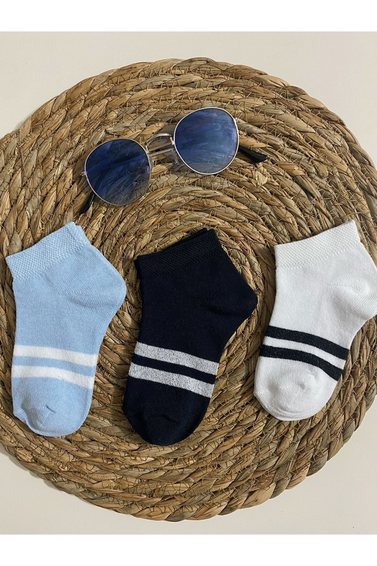 Hobins Sportswear & Company Erkek Çocuk Çember Desenli Patik Çorap 6 Çift Kolej Çorabı fotoğrafı 5 (önizleme)