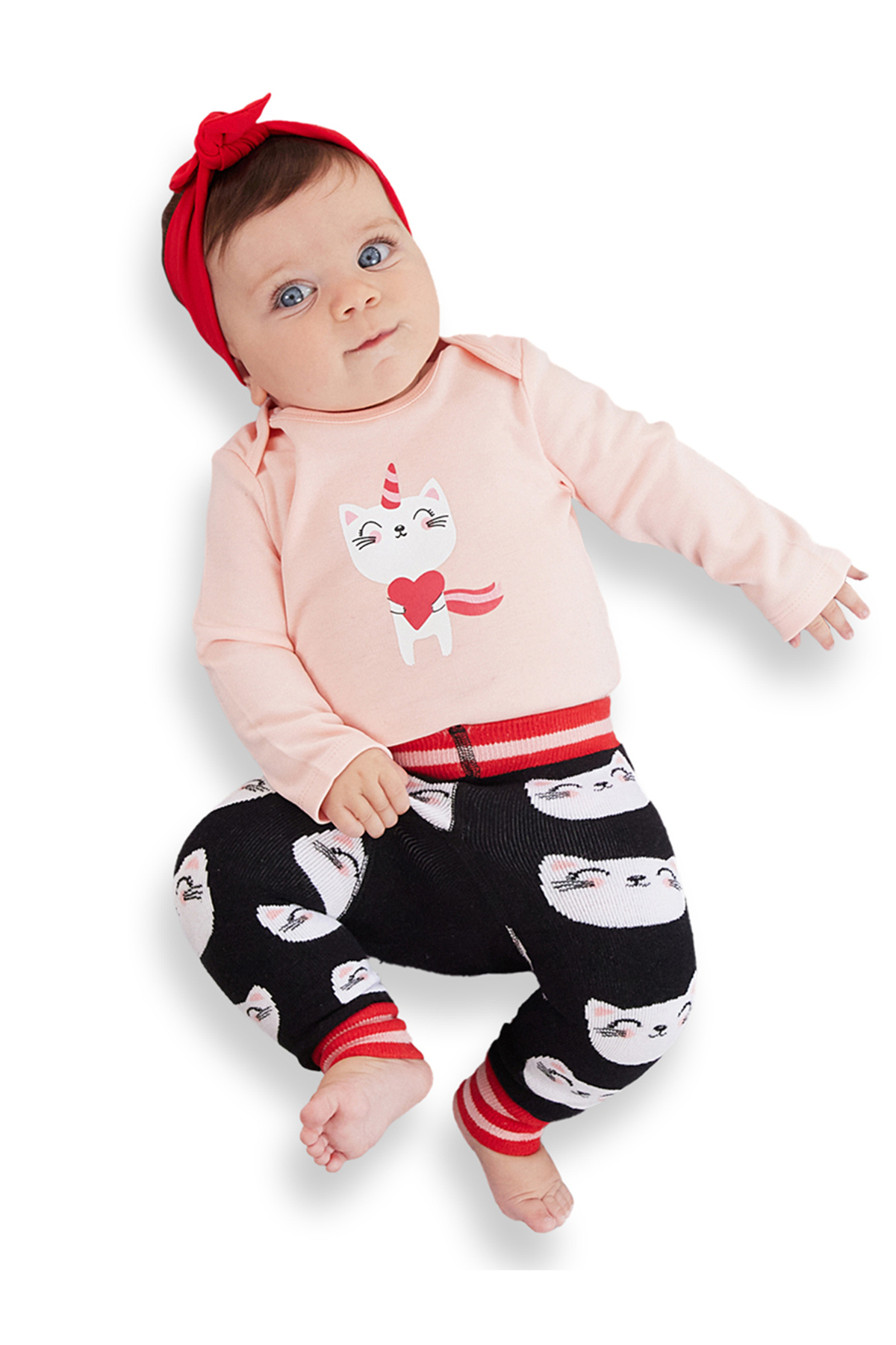 Denokids Kedi Kız Bebek Body Tayt-Pantolon Takım fotoğrafı 2 (önizleme)