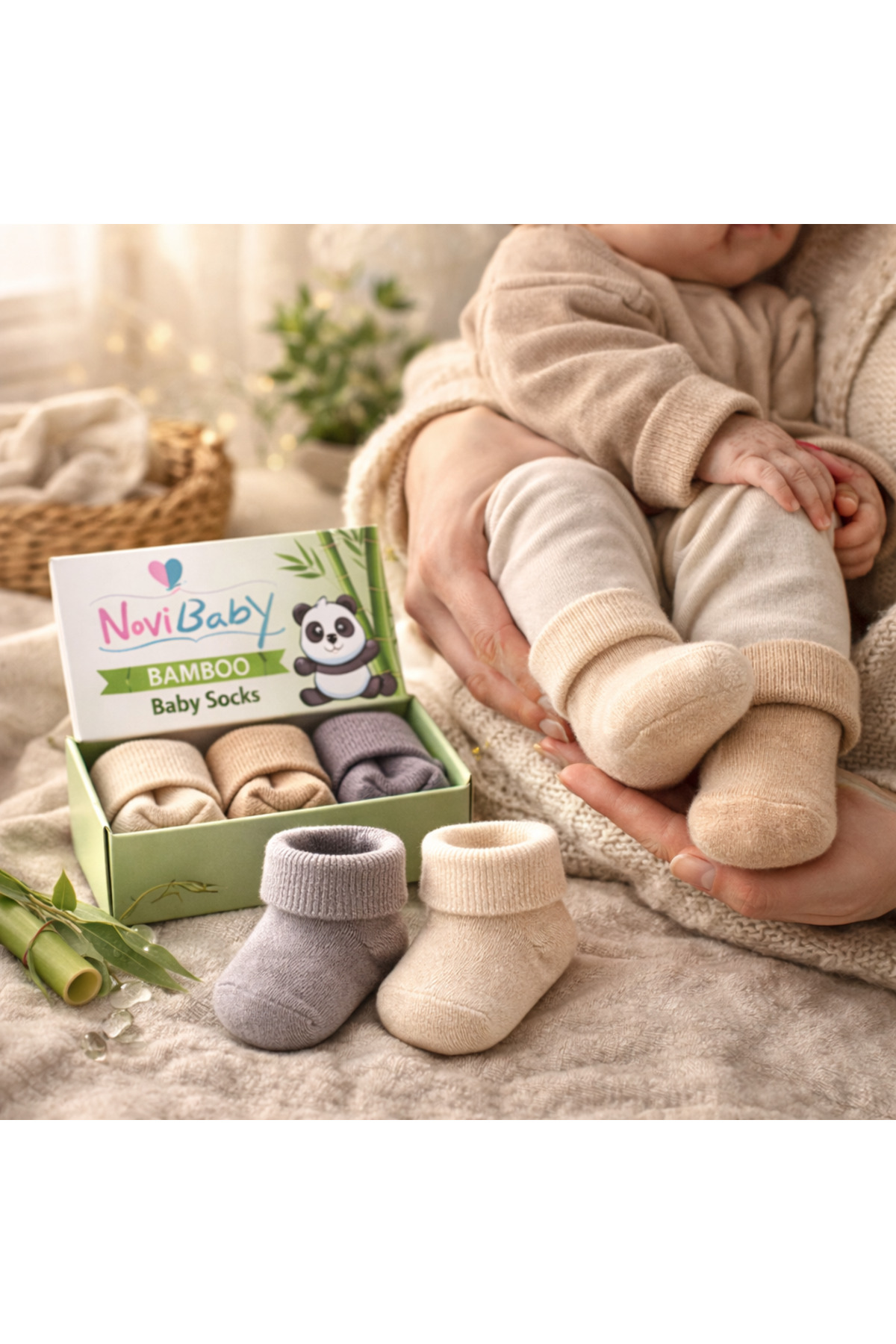 Novibaby 3'lü Bambu Yenidoğan Bebek Çorap I Uncle I Kız Erkek Bebek Çorabı fotoğrafı 4 (önizleme)