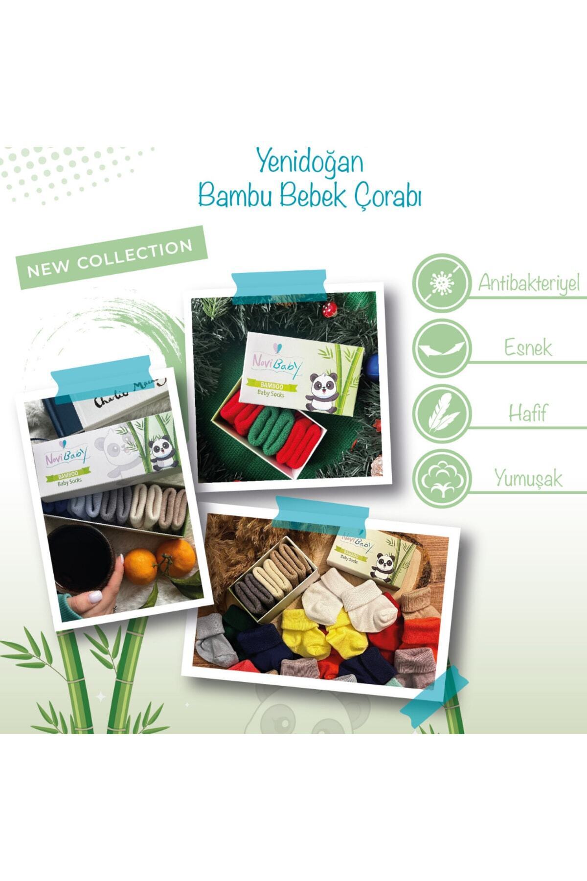 Novibaby 5'li Bambu Yenidoğan Bebek Çorap I Flower I Kız Erkek Bebek Çorabı fotoğrafı 4 (önizleme)
