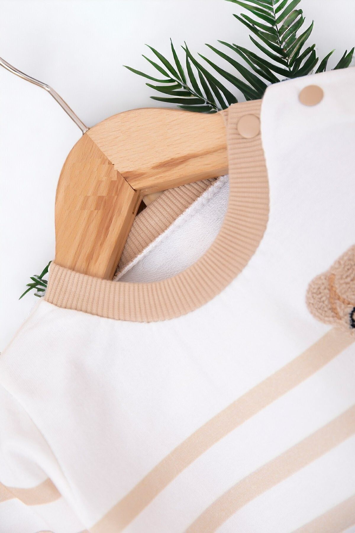 voyyo kids baby Erkek Bebek Mevsimlik Takımı Ayıcık Nakışlı Uzun Kollu Bisiklet Yaka Çizgili Sahte Gömlekli Takım fotoğrafı 2 (önizleme)