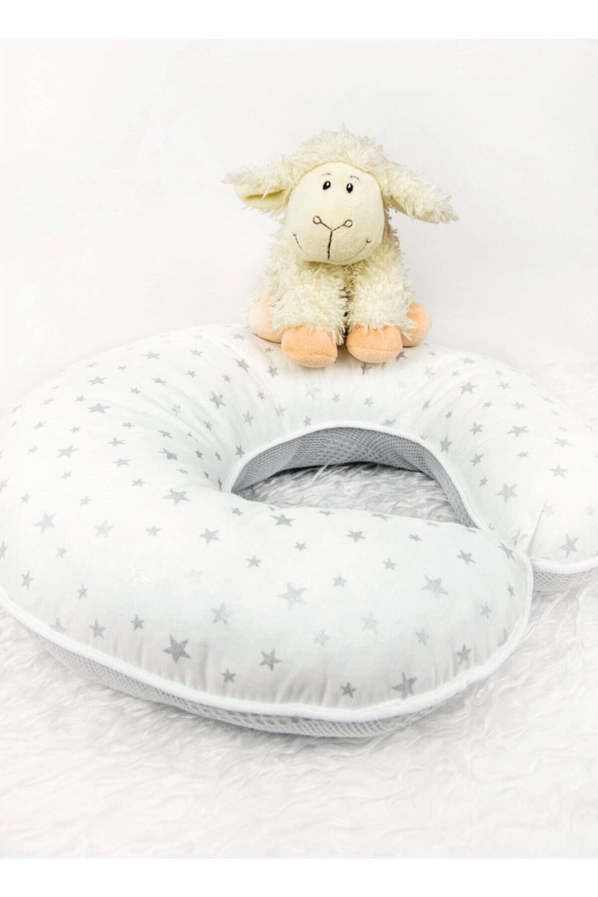 Babynest Emzirme Yastığı Ve Destek Minderi Gri Yıldız Ve Pikeli Model (BEYAZ BİYELİ) fotoğrafı 5 (önizleme)