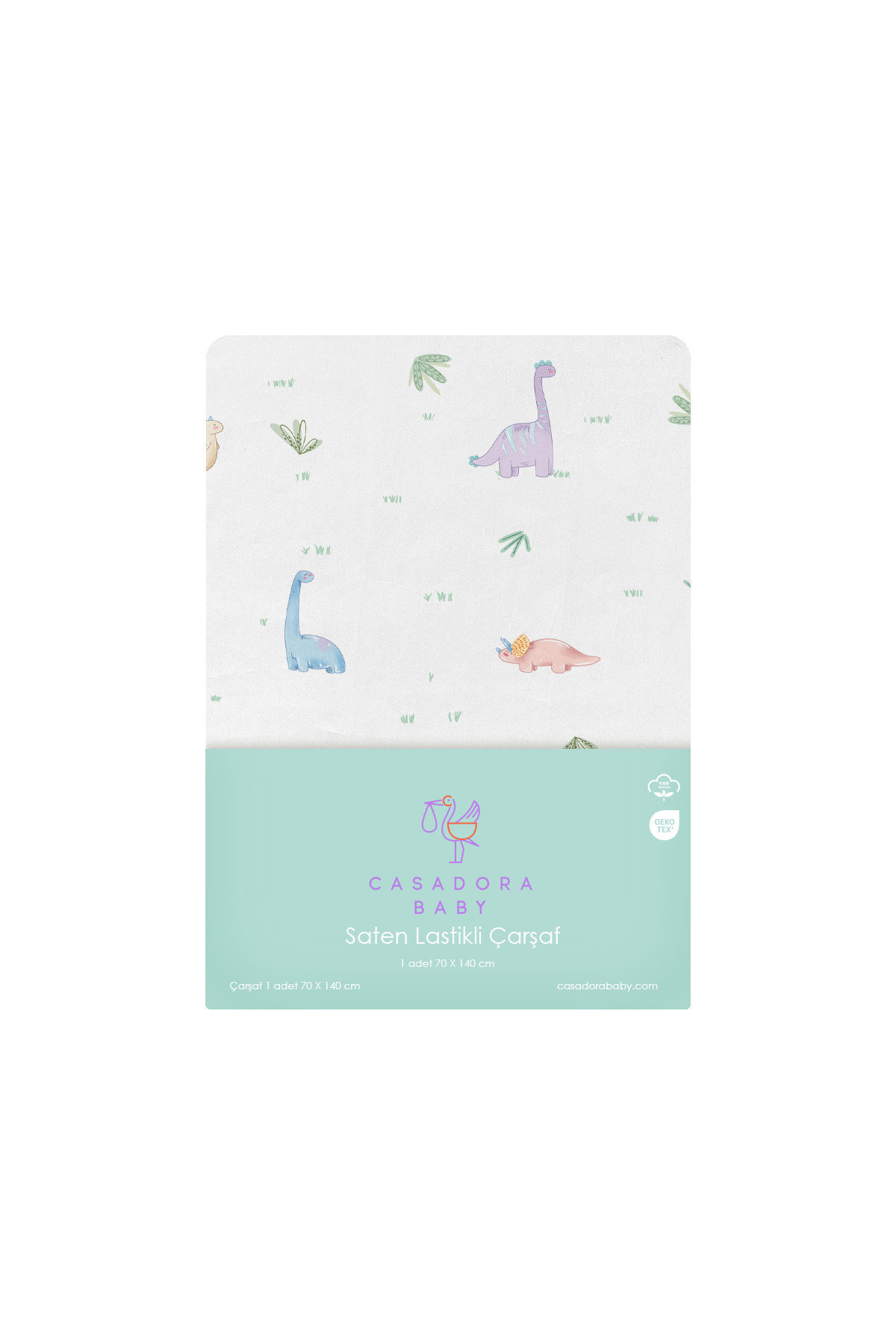 Dino 100% Cotton Satin Baby Fitted Bed Sheet 70 x 140 cm