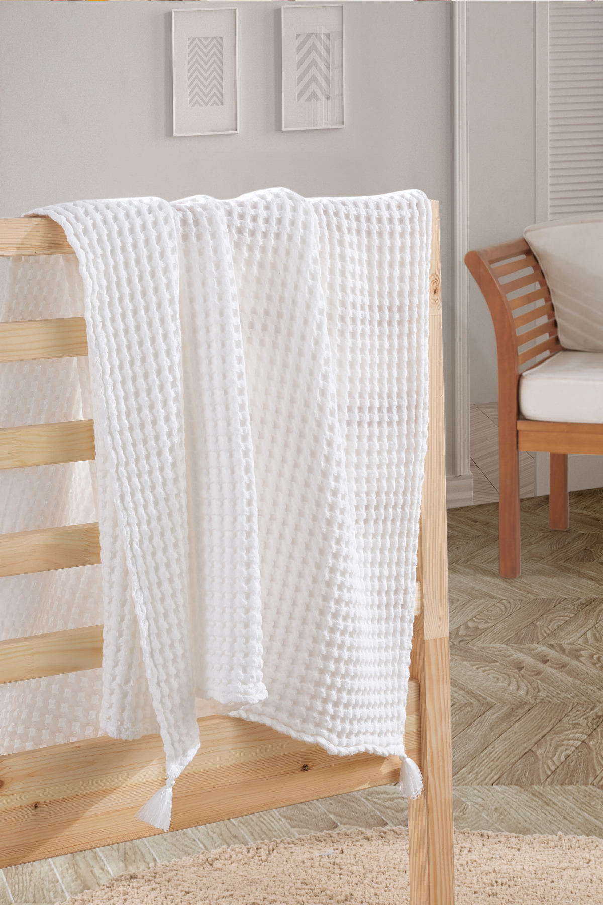 Genel Markalar 100% Pamuk Bebek Kalın Pike Örtüsü - Beyaz fotoğrafı 5 (önizleme)