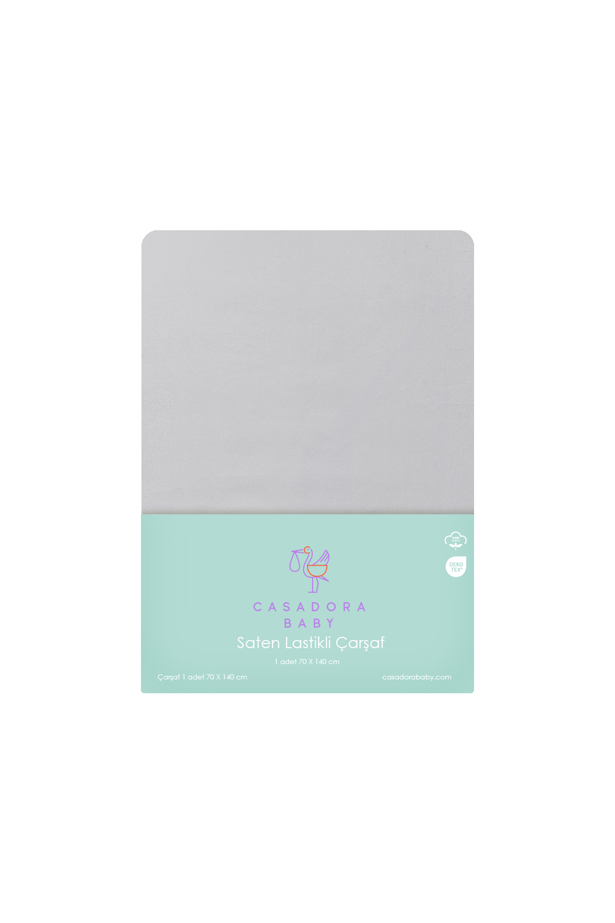100% Cotton Satin Children's Fitted Bed Sheet 100 x 200 cm Grey