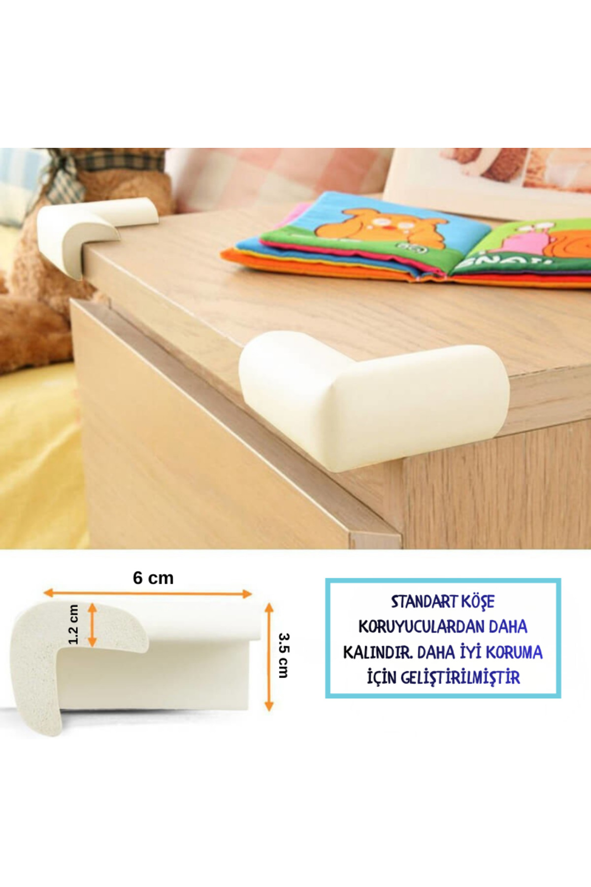 Evokids Ekstra Kalın Köşe Koruyucu (6 Metre Kenar + 4 Adet Köşe) Krem Kauçuk Kenar Koruyucu fotoğrafı 2 (önizleme)