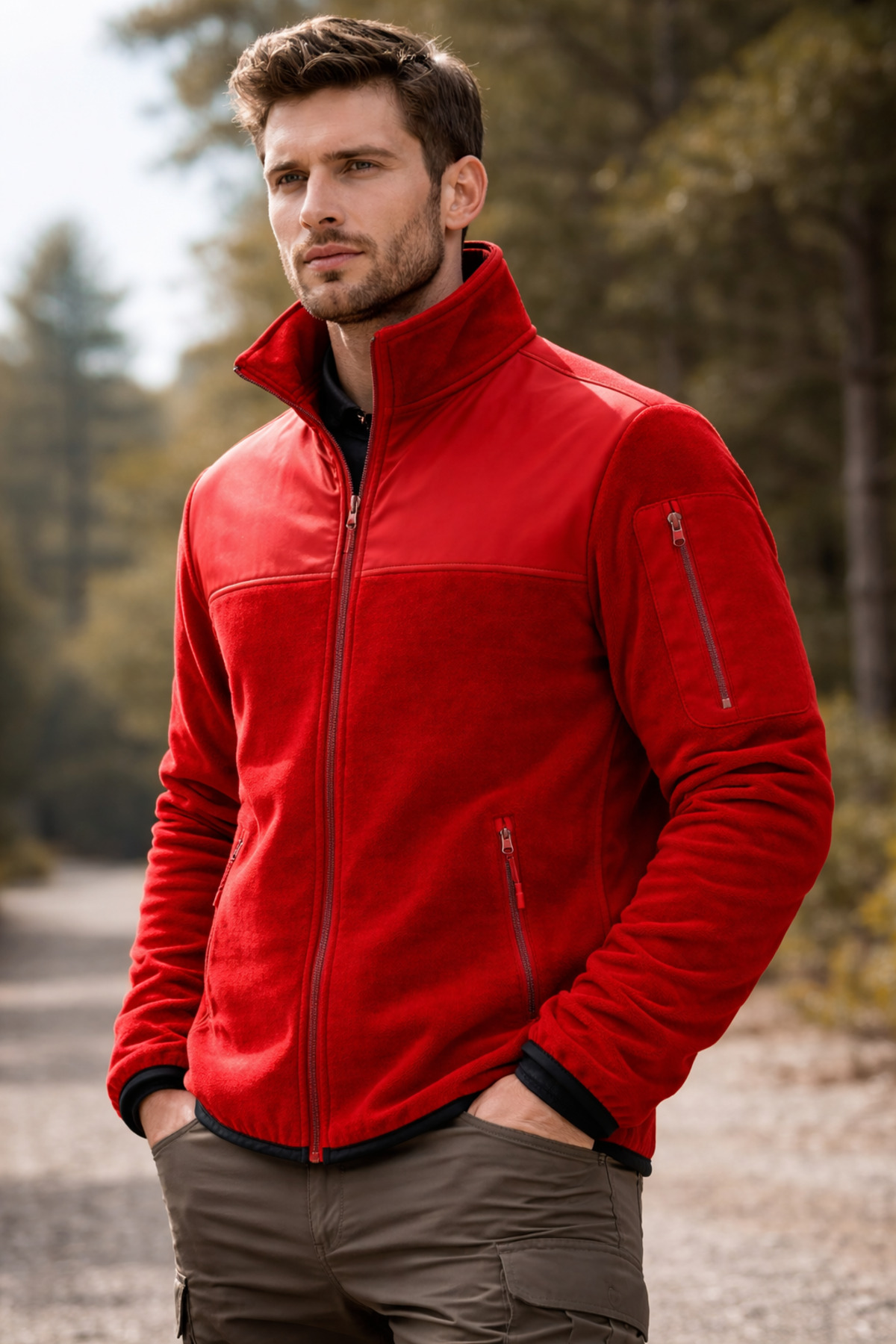 TOKER TEKSTİL Tam Fermuarlı Softshell Garnili Polar görsel 4