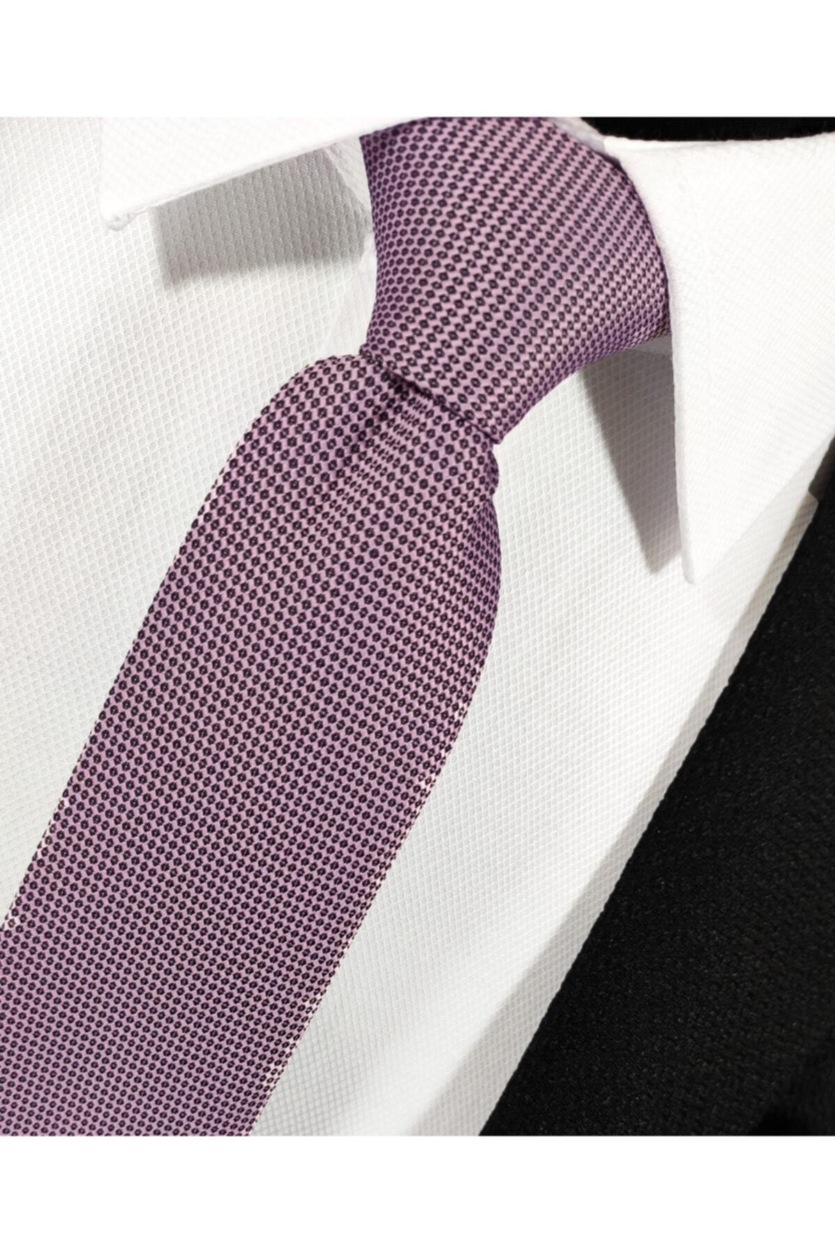 Lavender Pink Color Faucet Necktie Handkerchief Set 6 cm