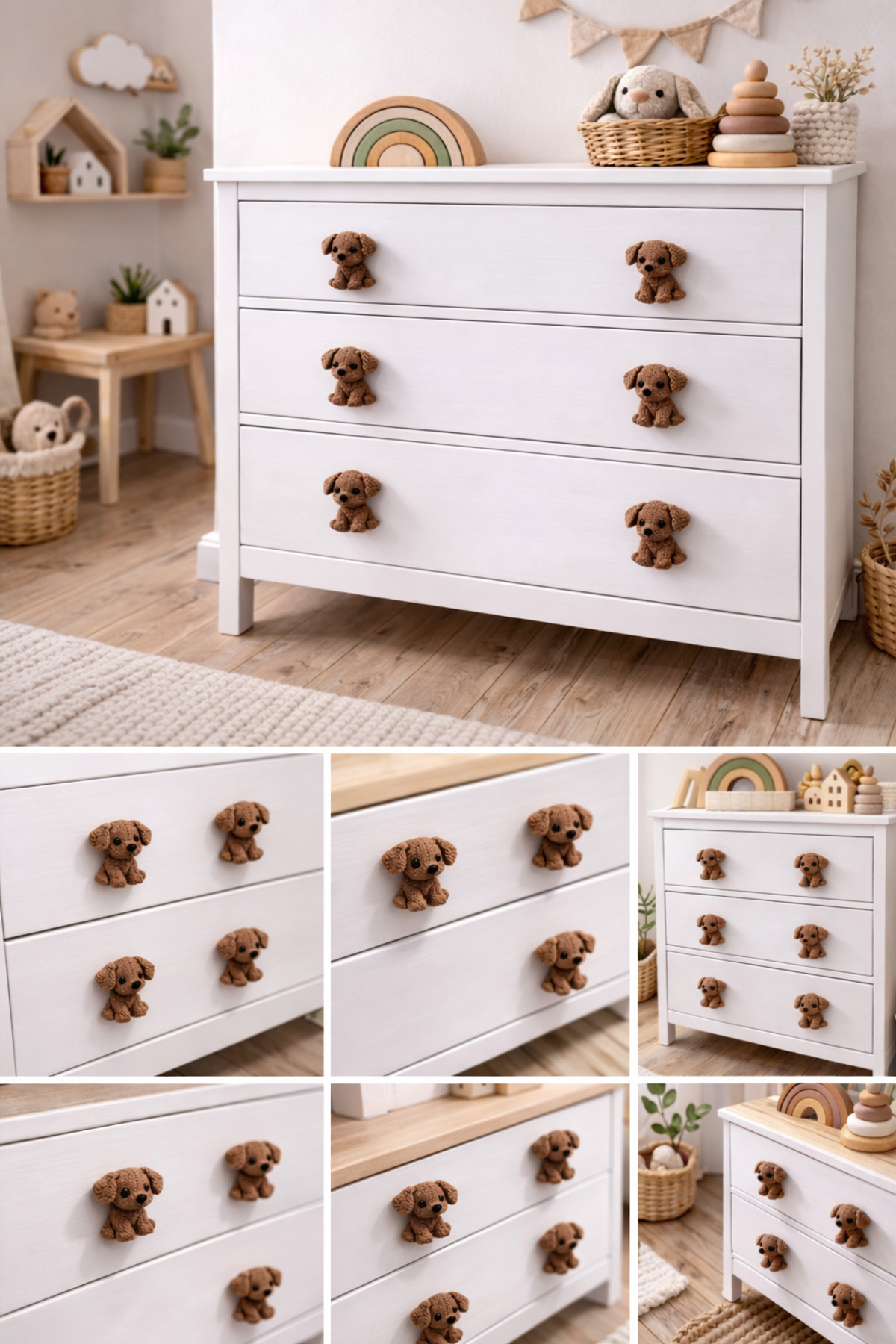 Rekatech KÖPEK FİGÜRLÜ KULP Çocuk Odası Örgü Desenli Dekoratif Çekmece Kulpu Hayvan Figürlü Dolap Kulbu fotoğrafı 4 (önizleme)