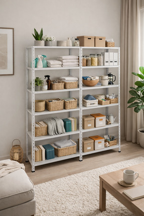 ALANRAF 6 Katlı Duble 2'li 27x57x200 Galvaniz Çelik Raf Arşiv Depo Kiler Rafı