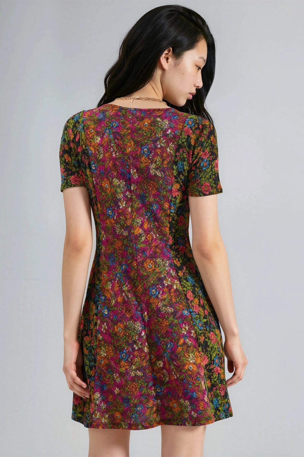 Hiccup  Çiçek Desenli V Yaka A Kesim Mini Elbise Ellie Collection - Görsel 3