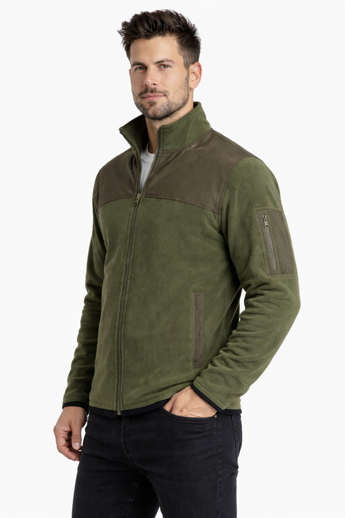 TOKER TEKSTİL Tam Fermuarlı Softshell Garnili Polar görsel 3