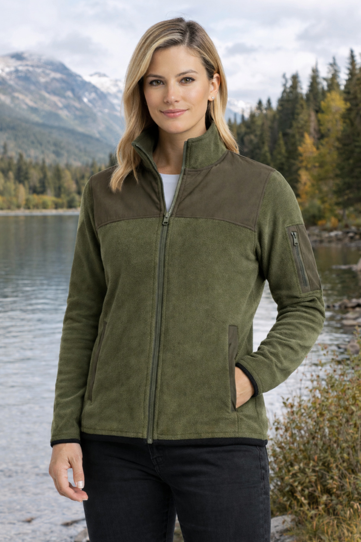 TOKER TEKSTİL Tam Fermuarlı Softshell Garnili Polar