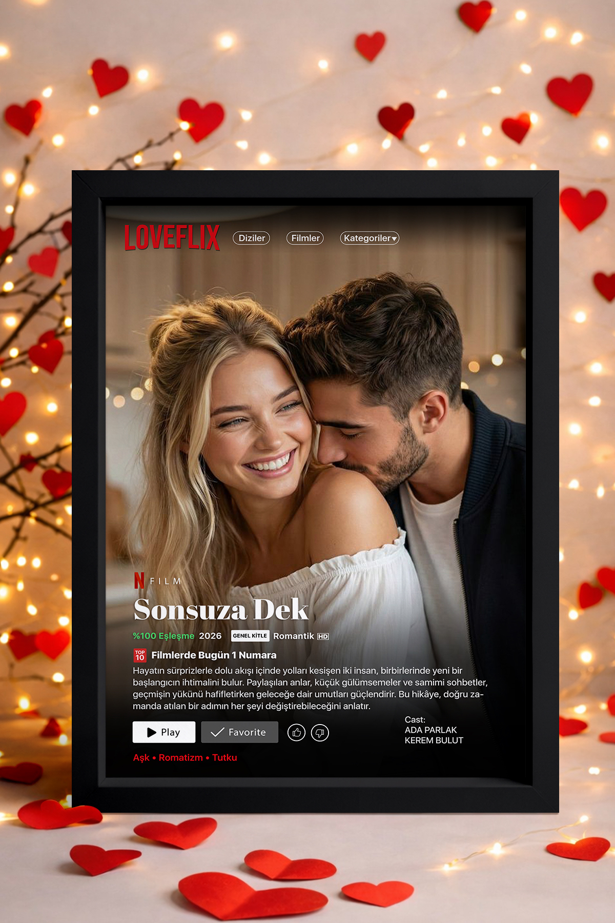 Valentine's Day Gift, Valentine's Gift, Netflix Table, Loveflix Table, Personalized Table LOVE01