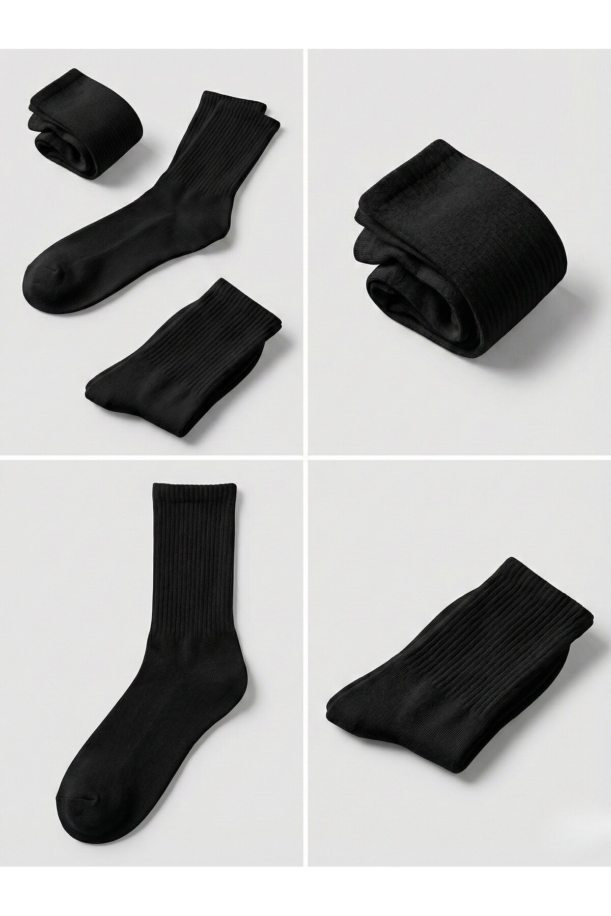 KARDEŞLER ÇORAP Unisex Siyah Yarım Konç Tenis Çorap Kolej 3'lü Paket görsel 2