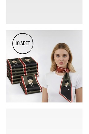 Mavi Masal 10 Adet Atatürk Fotoğraflı İmzalı ve Türk Bayraklı Eşarp / Kravat ...