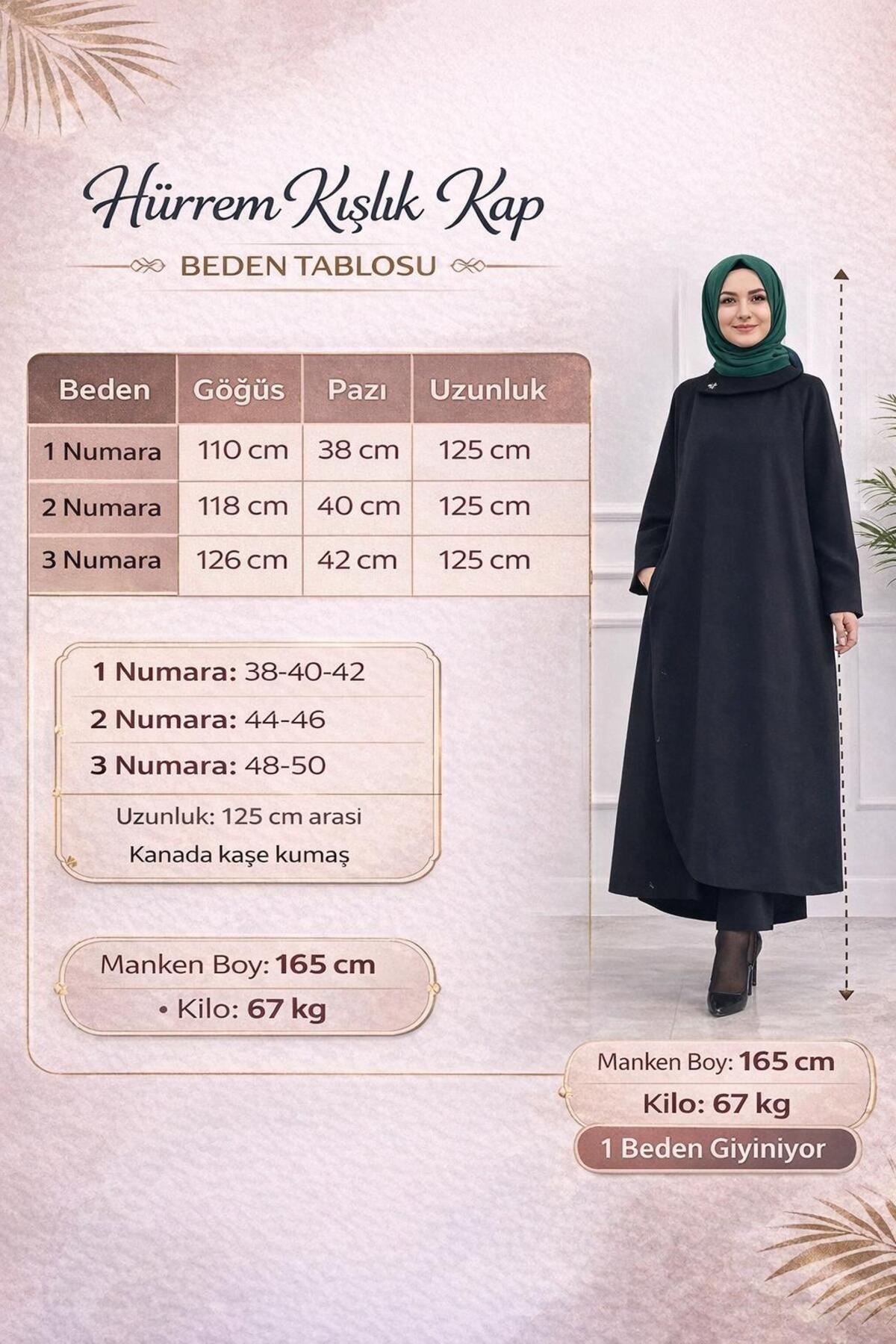 Enans Design  Kışlık Kanada Kaşe Tesettür Kap - Görsel 3