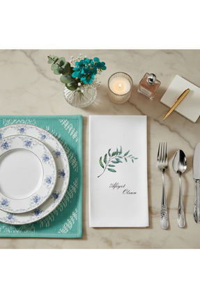 VENORA Zarafet Dalı Sunum Peçetesi – “Afiyet Olsun” Yazılı Sofra Peçetesi - 1...