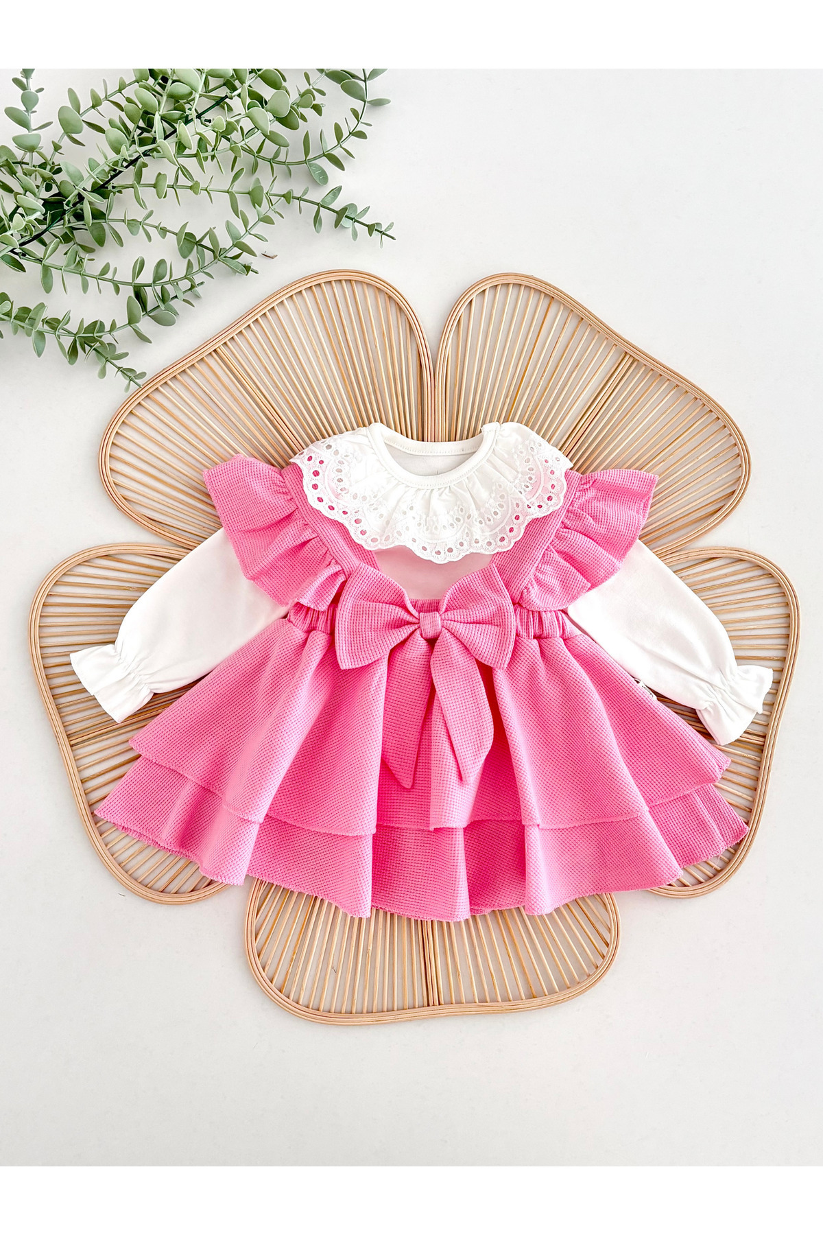 Jammybaby Luana Jile Elbise Fiyonklu %100 Pamuk Dantelli Çıtçıtlı Body Doğumgünü Özelgün Kız Bebek Şık Takım fotoğrafı 2 (önizleme)