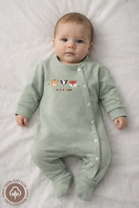 Miniel Unisex Cosy Season Baskılı 0-6 Ay Penye Organik Pamuklu Patikli Bebek ...