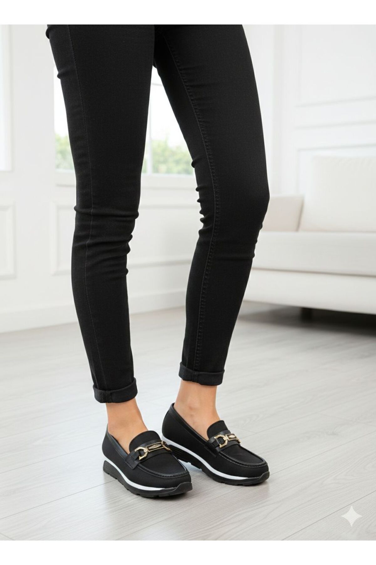 ASL SHOES STORE ORTOPEDİK TABANLI GÜNLÜK TOKALI KLASİK KADIN BABAT AYAKKABISI görsel 3