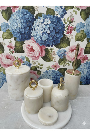 mermer home dekorasyon ŞEKER BEYAZ MERMER BANYO SETİ 7 li klasik kesim