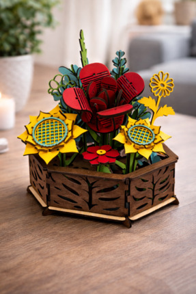 ALGWOOD Ahşap 3D Çiçek Aranjmanı Maketi – 217 Parça Dekoratif Masaüstü Puzzle...