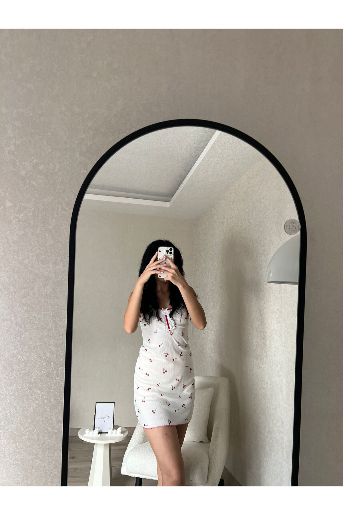 Luna Wear Kiraz Desenli Gecelik