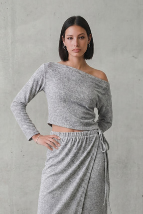 Brand Up Dark Grey Asimetrik Bluz