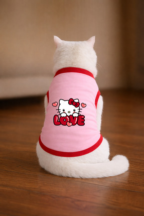 petite pati Pembe hellok 6 Cat Baskili Kedi Tshirt Beden M kedi kiyafeti (%10...