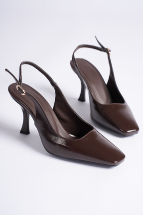 CİMİLİ SHOES Kadın slingback Arkası Açık Küt Burun Topuklu Ayakkabı