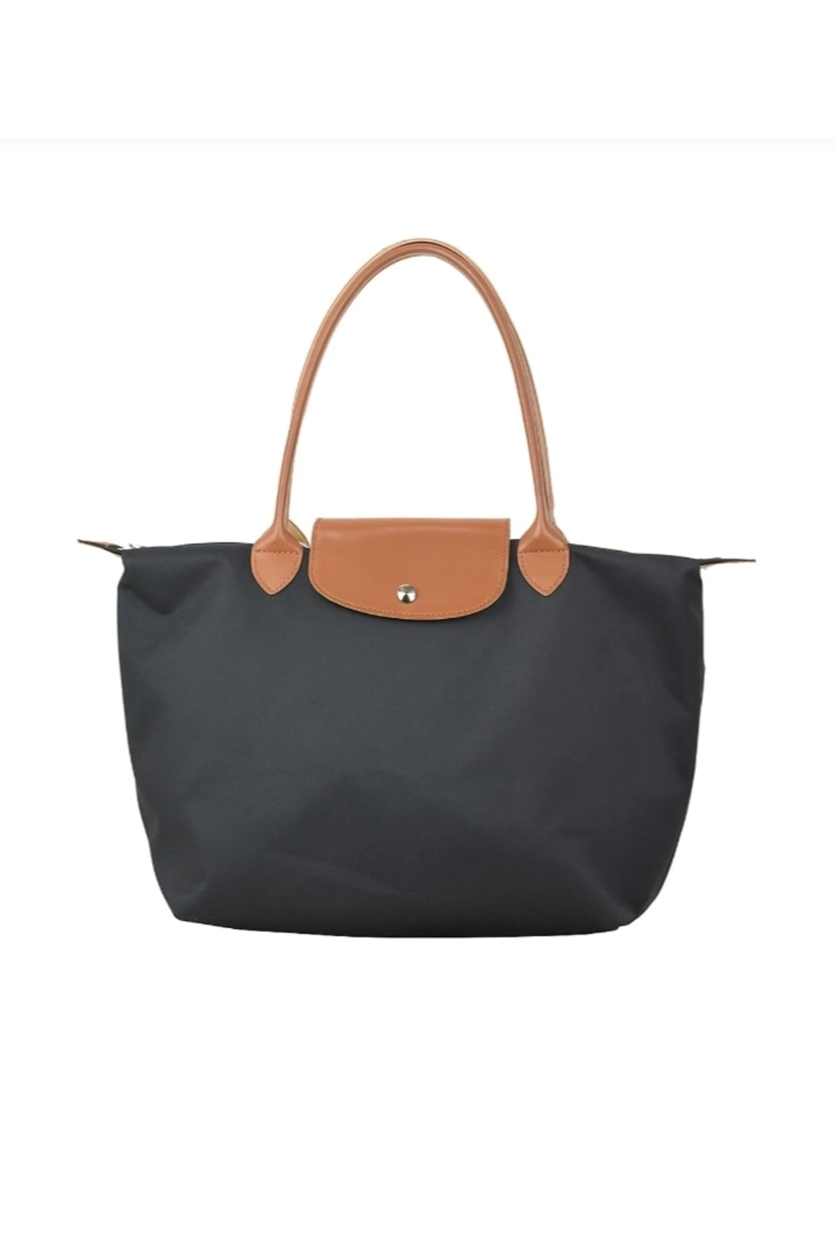 POLO CENTER  Katlanır Fermuarlı Büyük Boy Siyah Taba Kadın El Kol Omuz Ve Plaj Çantası