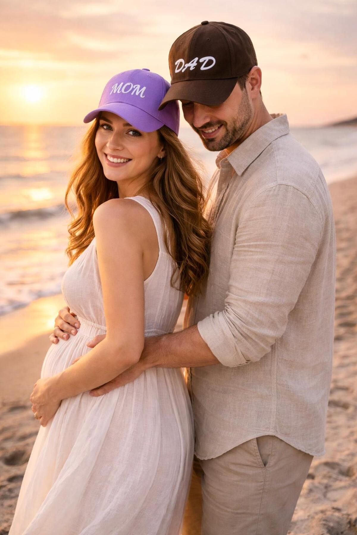 MOM & DAD Printed Brown-Purple 2-Pack Double Combination Hat