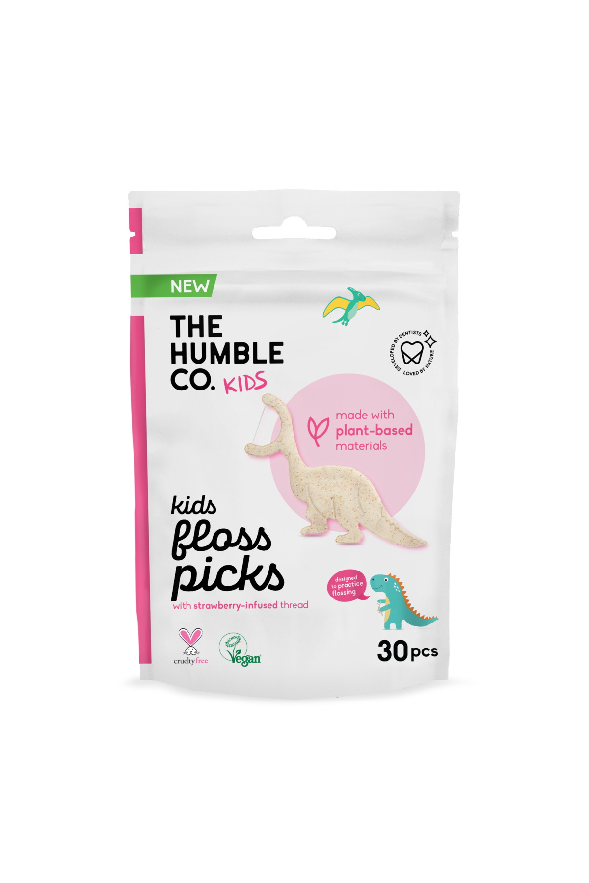 The Humble Co. Humble Corn Starch Floss Picks - Kürdanlı Diş İpi 30 pcs - Çocuklar için Çilek Aromalı - Fiyatı, Yorumları