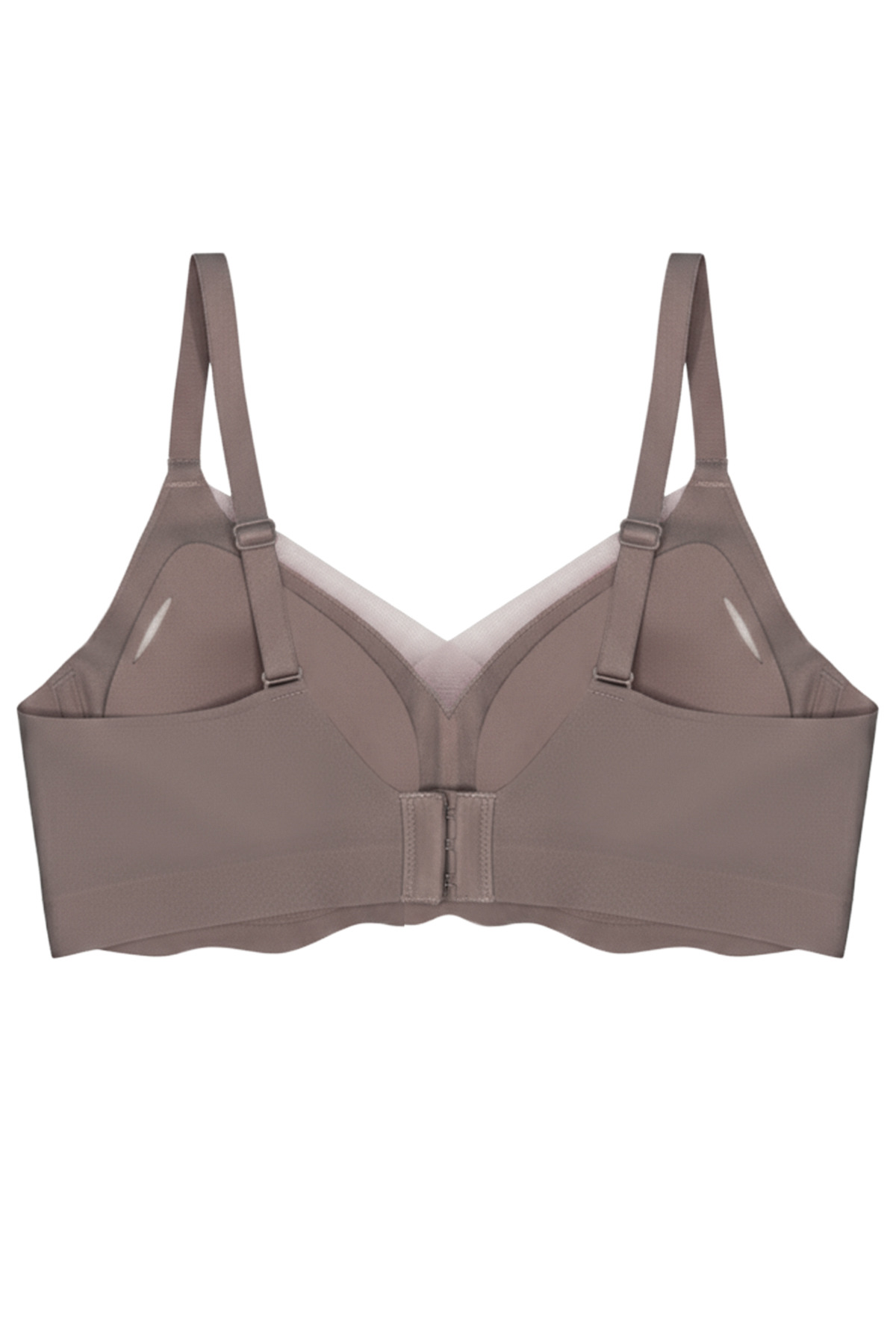 Cottonhill Seamless Bra - Touch | Kahverengi Lazer Kesim Dikişsiz Tül ve Dalga Detaylı Balensiz Kadın Sütyen görsel 2