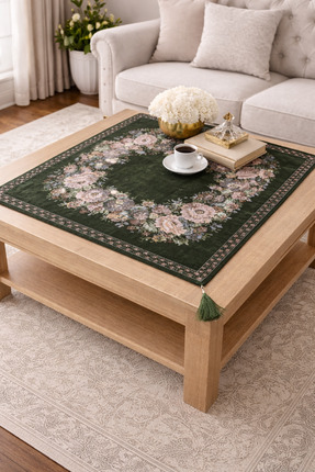 Yeshome Collection Vintage Bouquet 95x95 Goblen Sehpa Örtüsü