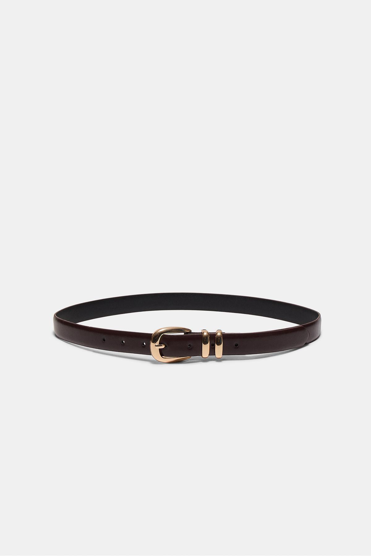 Stradivarius Basic parlak suni deri kemer görsel 5