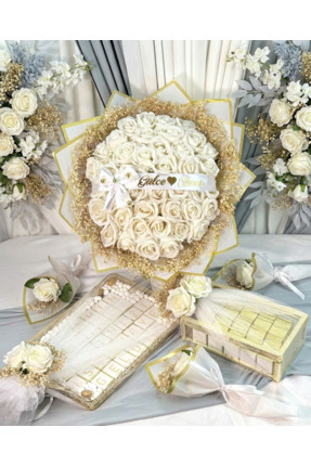 CyzHome 41’li Kız İsteme Çiçeği ve 150 Adet Söz Çikolatası, Nişan Çikolatası,...