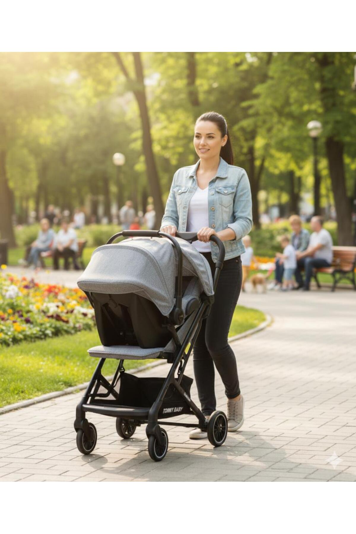 Tommybaby Quantum Kabin Travel Bebek Arabası Kabin Boy Bebek Arabası Pedli Katlanabilir Yağmurluk Hediye fotoğrafı 2 (önizleme)