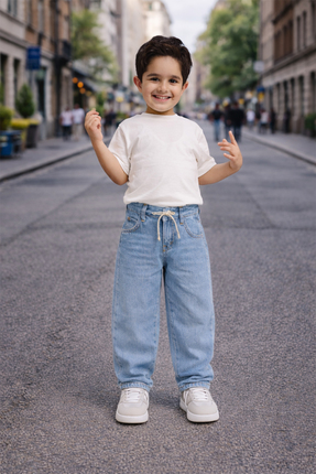 poozkids Erkek Çocuk Bol Kesim BaggyFit Jean Pantolon