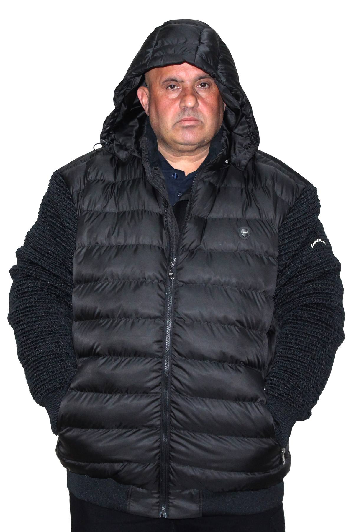 Ramon Miele Erkek Büyük Beden Kolu Trikolu Şişme Mont görsel 4