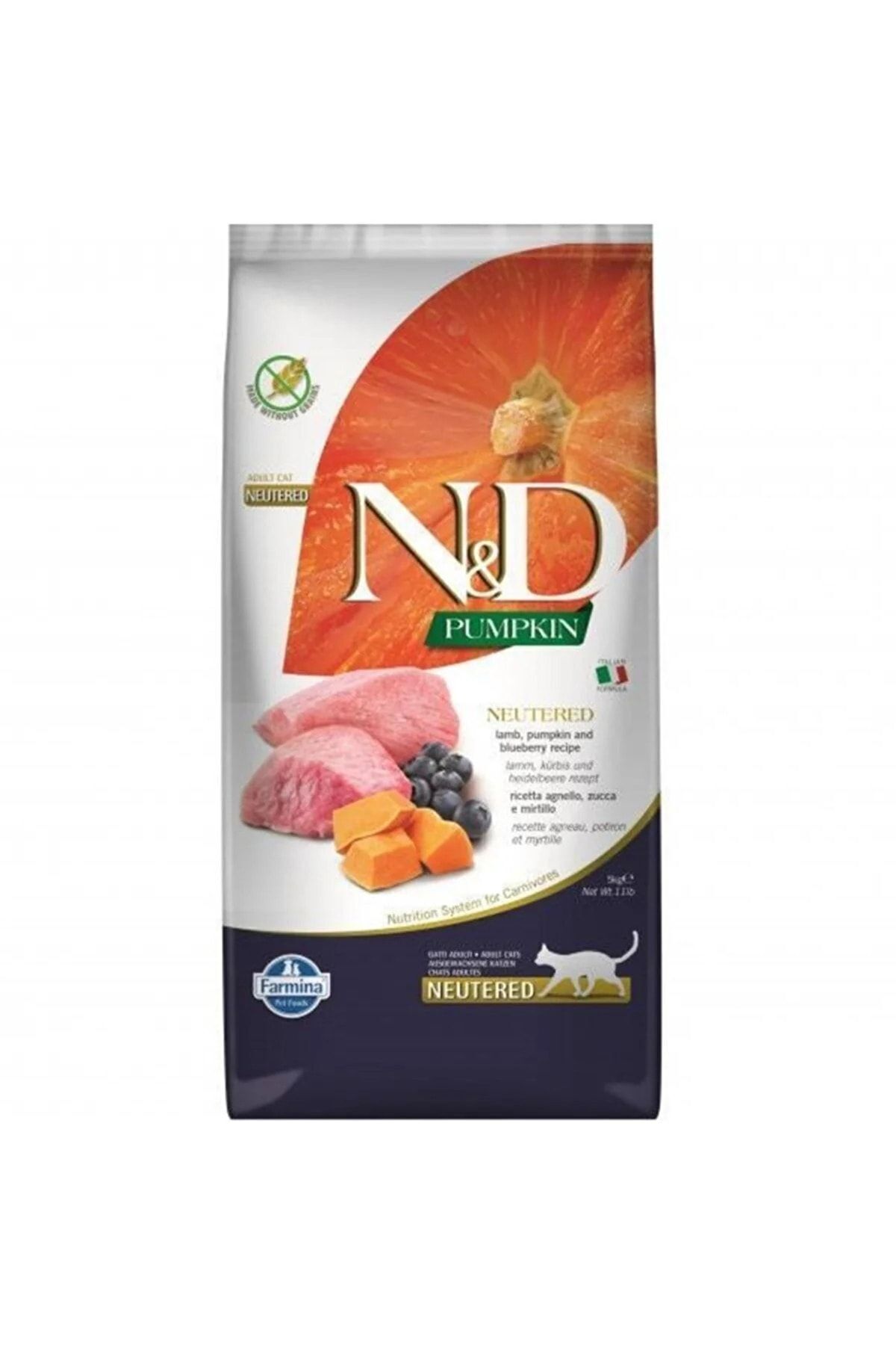 N & D Nd Pumpkin Kısır Kuzu Etli Bal Kabaklı Ve Yaban Mersinli Tahılsız Kısırlaştırılmış Kedi Maması 5kg - Fiyatı, Yorumları