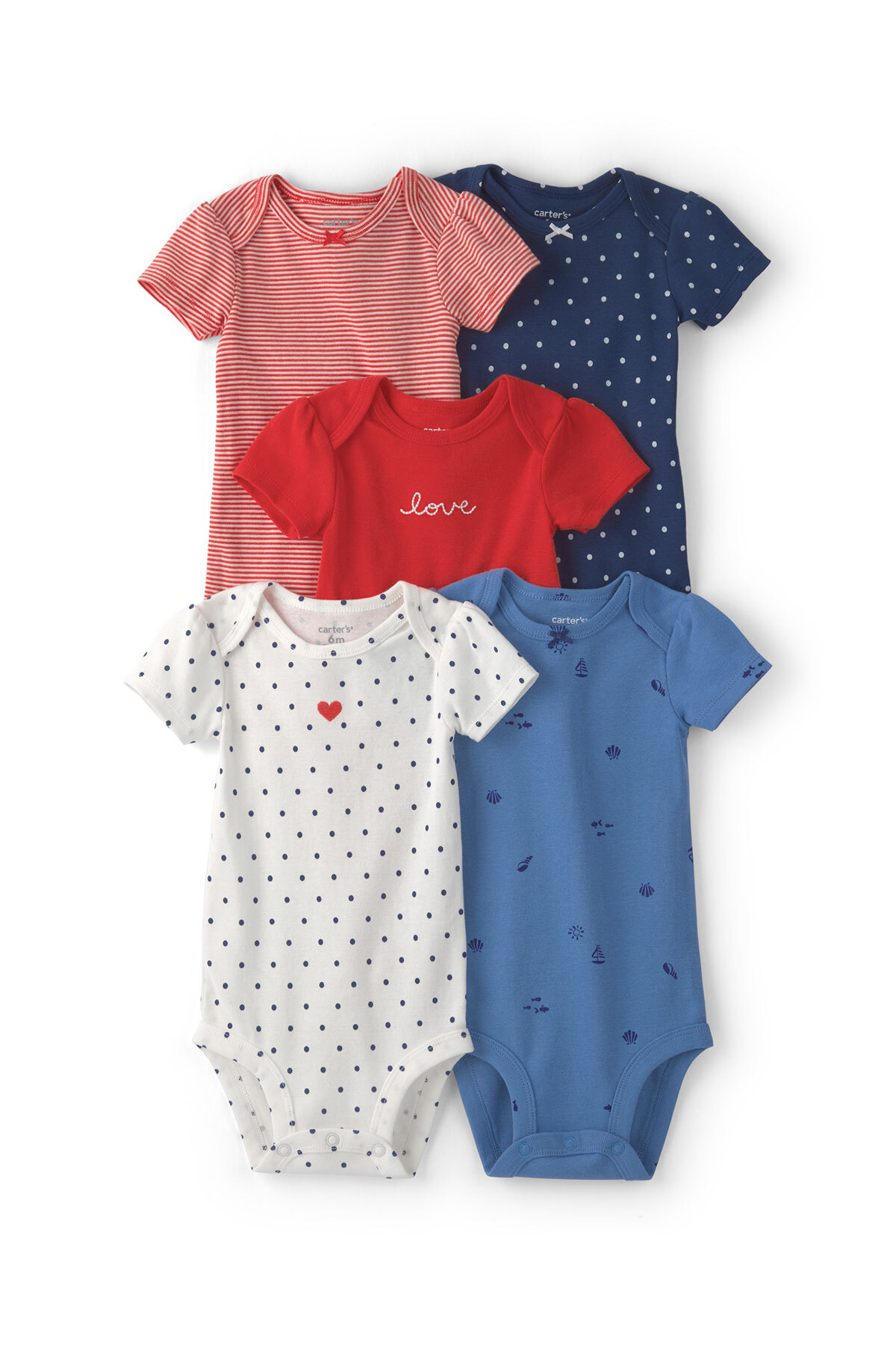 Baby Girl 5-Pack Short Sleeve Bodysuit Newborn-24 Months Multicolor